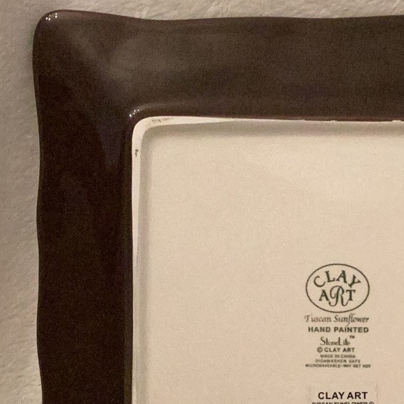 Clay Art Tuscan Sunflower Dinner Plate ~ Hand Painted ~ Nice ~ 10.5” x 10.5” - Picture 9 of 14